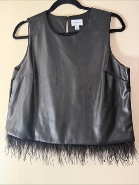 For Cynthia faux leather and fur sleeveless top